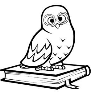 Owl reads book: a literary guardian coloring page