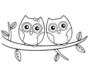 Owls gaze into the night’s secrets coloring page