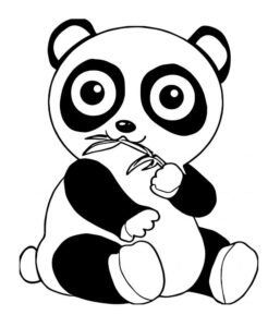 Panda’s focused gaze on bamboo leaf coloring page