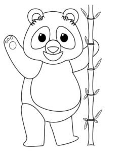 Panda meets bamboo: a moment in nature coloring page