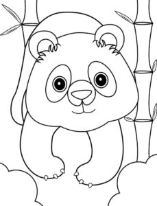 Panda stands tall in bamboo forest coloring page