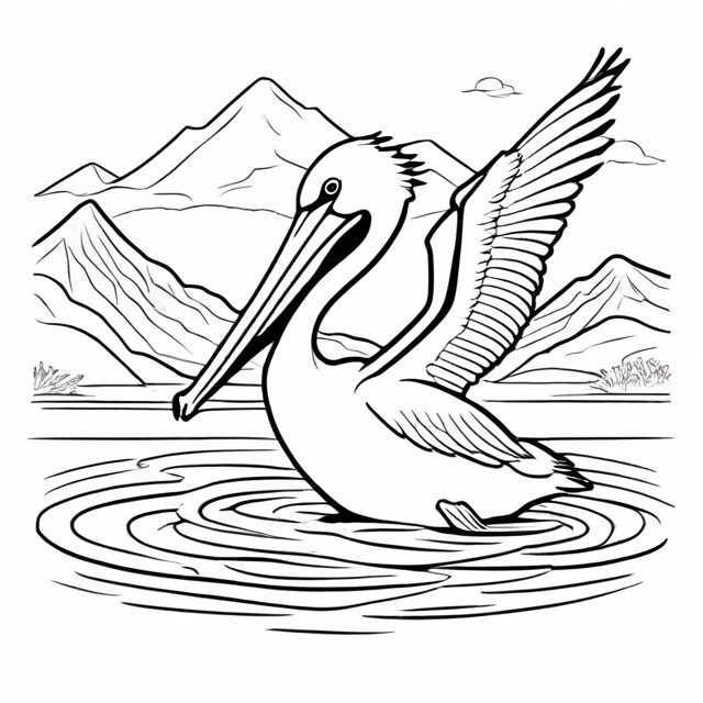 Pelican soaring: majestic mountain lake