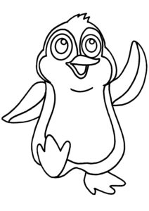 Penguin’s grin: excitement in the eyes coloring page