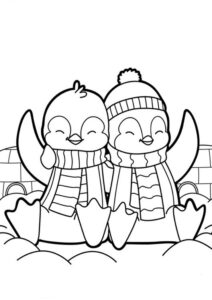 Penguins brave stormy clouds coloring page