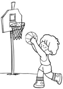 Perfect shot: sunset basketball glory coloring page