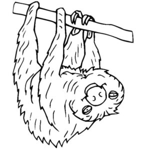 Playful sloth swings in joyful silhouette coloring page