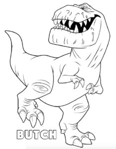 Powerful Dinosaur Butch Stands Tall: A Fierce Drawing Displaying Strength coloring page