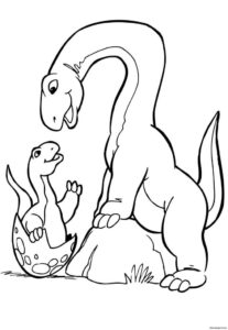 Prehistoric Baby Dinosaur Emerges from Egg in Magical Moment coloring page