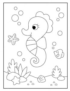 Pretty seahorse coloring page