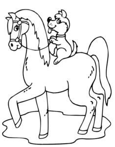 Puppy and horse bond coloring page coloring page