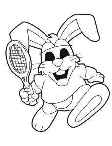 Rabbit tennis champion: unexpected athlete coloring page