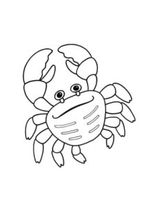 Sad crab: lonely and frowning coloring page