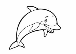 Sad dolphin: frowning & curved body coloring page