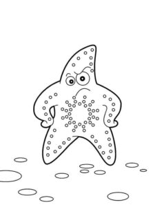 Sad starfish on bumpy ground coloring page