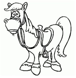 Saddle without a rider: horse’s confusion coloring page