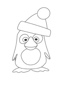 Santa penguin: festive fun with a pom-pom coloring page