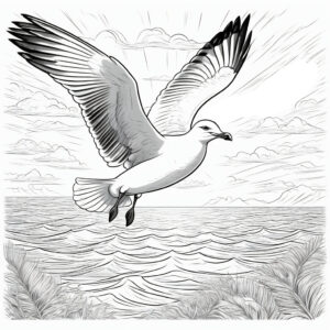 Seagull soaring above waves coloring page coloring page