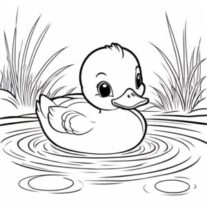 Serene duck gliding on still pond coloring page