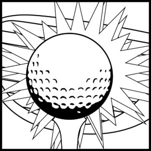 Simple golf ball on green coloring page