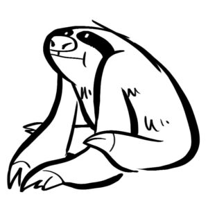 Sloth’s bliss: legs crossed, contentment coloring page