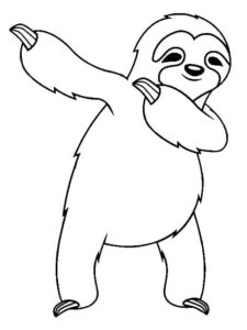 Sloth dabbing: the ultimate chill move coloring page