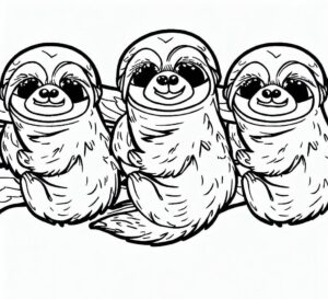 Sloth friends: silent joy & shared secrets coloring page