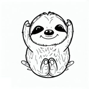 Sloth’s joyful abandon: a grinning photo coloring page