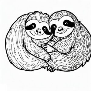 Sloth love: a moment of pure joy coloring page