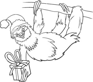 Sloth santa: gift delivery mishap coloring page