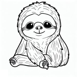 Sloth’s wide grin: a twitching nose coloring page