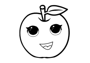 Smiling apple emoji: the perfect fruit face coloring page