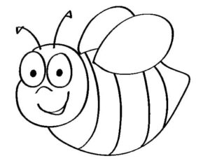 Smiling bee: big eyes & antennae coloring page