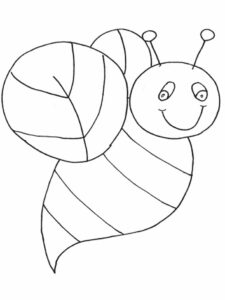 Smiling bee: big wings, two feelers coloring page