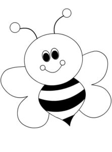 Smiling bee: striped body, twitching antennae coloring page