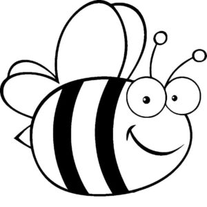 Smiling bee: striped body, bright eyes coloring page