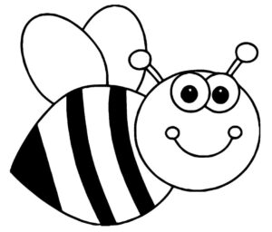 Smiling bee: stripes & antennae coloring page