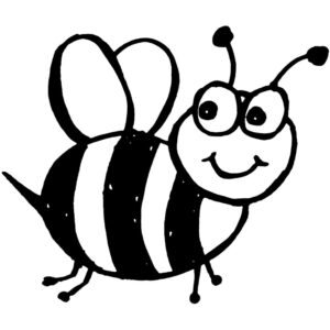 Smiling bee: stripes & shining eyes coloring page