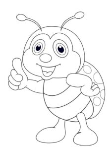 Smiling bee gives thumbs up coloring page