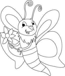 Smiling bee with tiny antenna coloring page