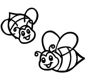 Smiling bees: a buzzworthy sight coloring page