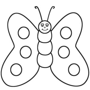 Smiling butterfly with dotted wings coloring page