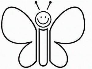 Smiling butterfly takes flight coloring page