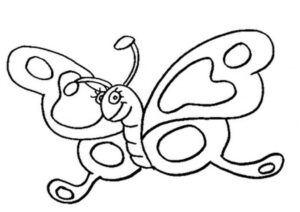 Smiling butterfly: wings spread wide coloring page