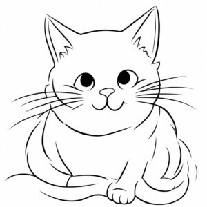 Smiling cat sketch: adorable & happy coloring page