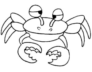 Smiling crab: ready for action coloring page