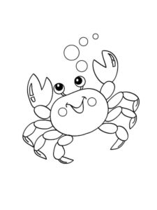 Smiling crab: tiny claws wave cheerfully coloring page