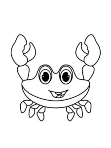 Smiling crab waves claws excitement coloring page