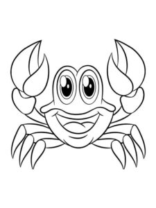 Smiling crab waves claws excitement coloring page