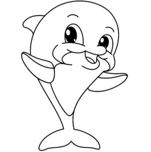 Smiling dolphin stands on tail coloring page