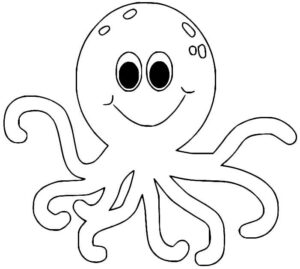 Smiling octopus with black eye coloring page